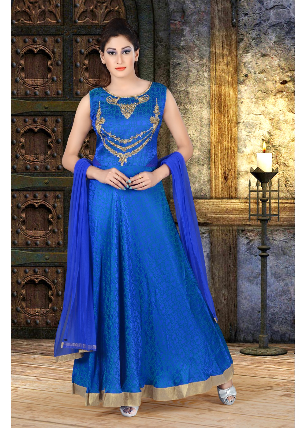 Blue Color With Work New Designer Anarkali Suit